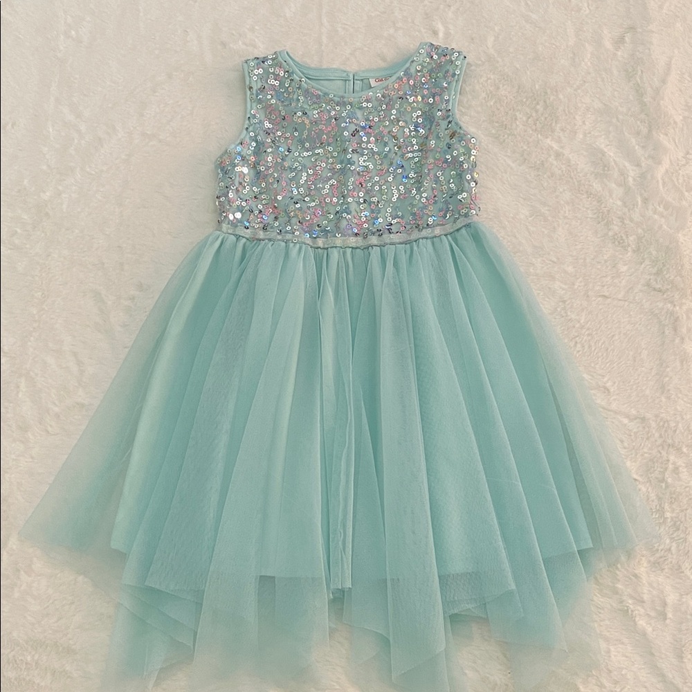 Cat & Jack Seafoam Tulle Sequin Party Dress SZ XS  4/5